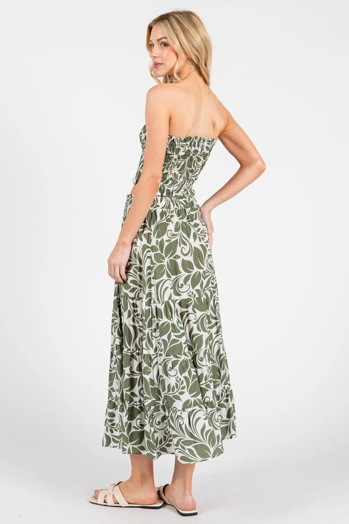 Olive Floral Tiered Maxi Skirt sold by Pinkblush product image thumbnail 4