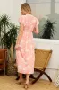 Peach Floral Crochet Trim Midi Dress sold by Pinkblush