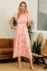 Peach Floral Crochet Trim Midi Dress sold by Pinkblush