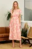 Peach Floral Crochet Trim Midi Dress sold by Pinkblush