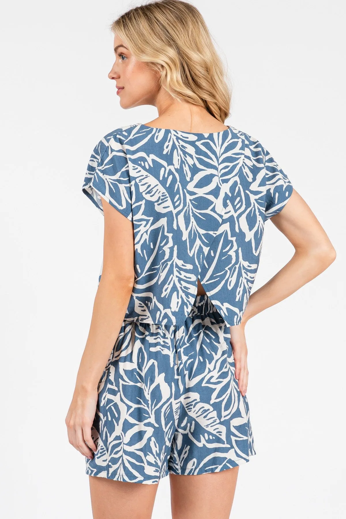 Blue Floral Side Pocket Shorts sold by Pinkblush product image thumbnail 3