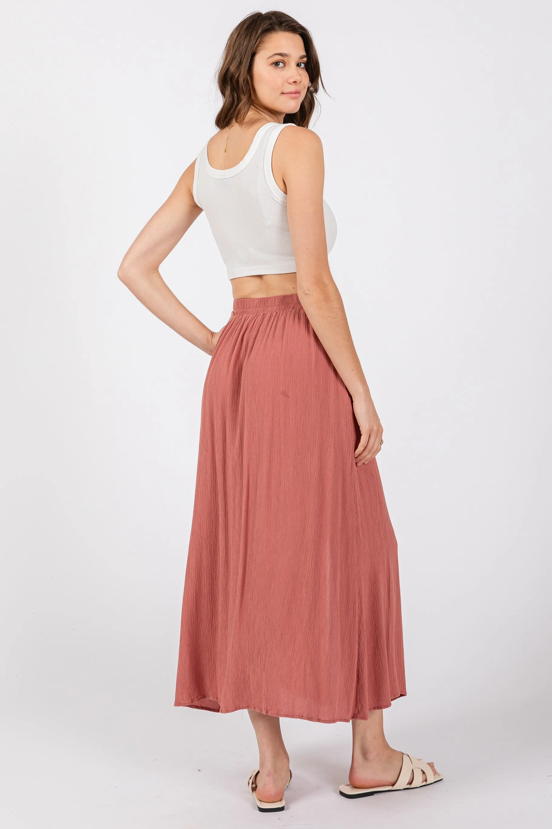 Mauve Button Accent Maxi Skirt sold by Pinkblush product image thumbnail 3