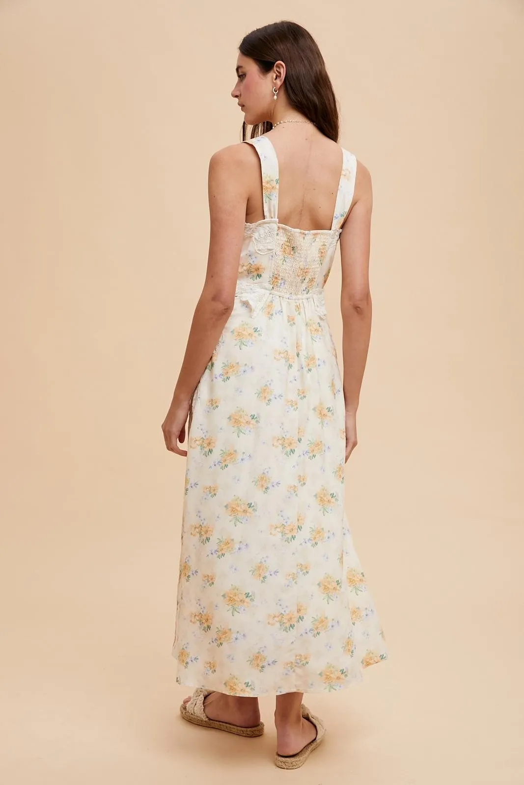 Yellow Floral Lace Overlay Maxi Dress sold by Pinkblush product image thumbnail 5