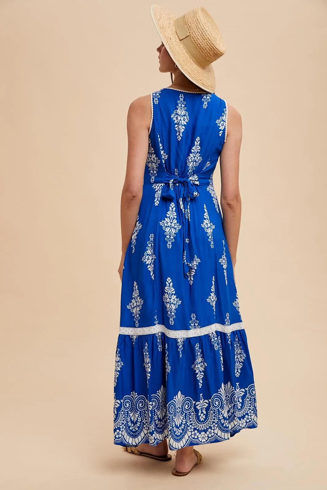 Royal Blue Border Print Resort Maxi Dress sold by Pinkblush product image thumbnail 5