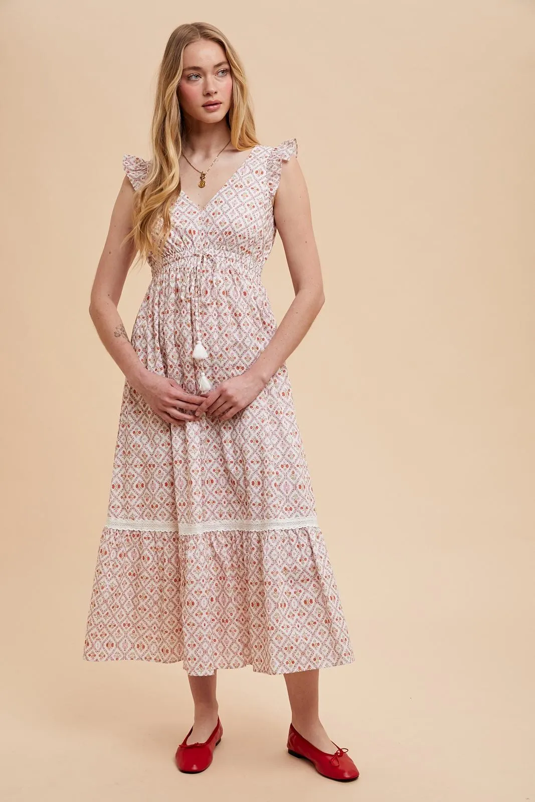 Red Roses Cotton Floral Maxi Dress sold by Pinkblush