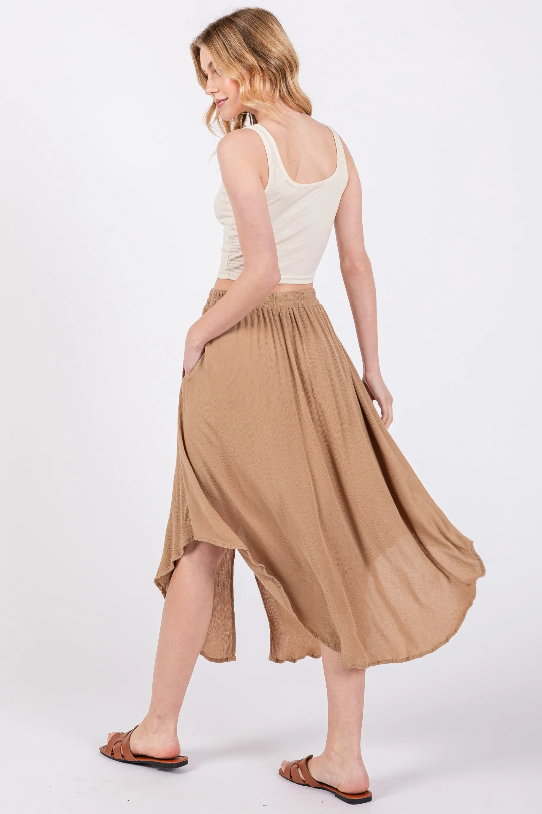 Beige Button Accent Round Hem Skirt sold by Pinkblush product image thumbnail 3