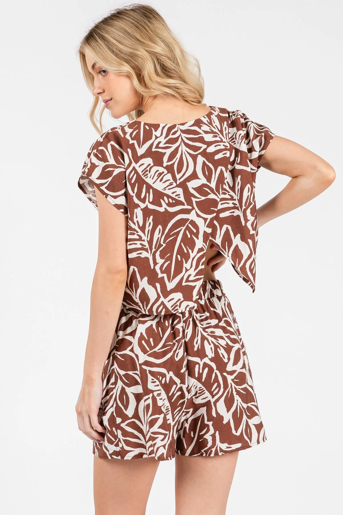 Brown Floral Side Pocket Shorts sold by Pinkblush product image thumbnail 4