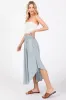 Light Blue Smocked Waist Rounded Hem Midi Skirt sold by Pinkblush