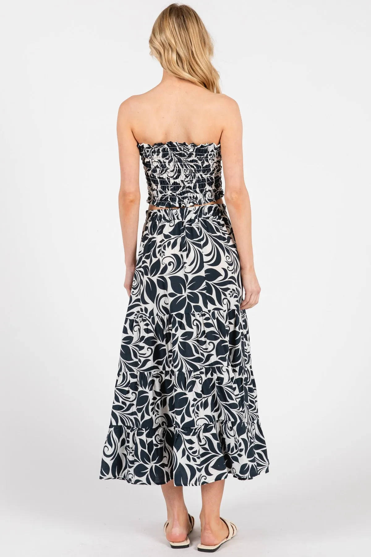 Charcoal Floral Tiered Maxi Skirt sold by Pinkblush product image thumbnail 4