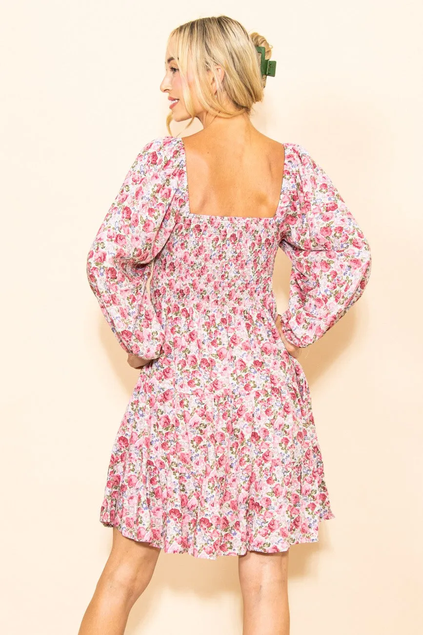 Pink Rose Print Long Sleeve Dress sold by Pinkblush product image thumbnail 4