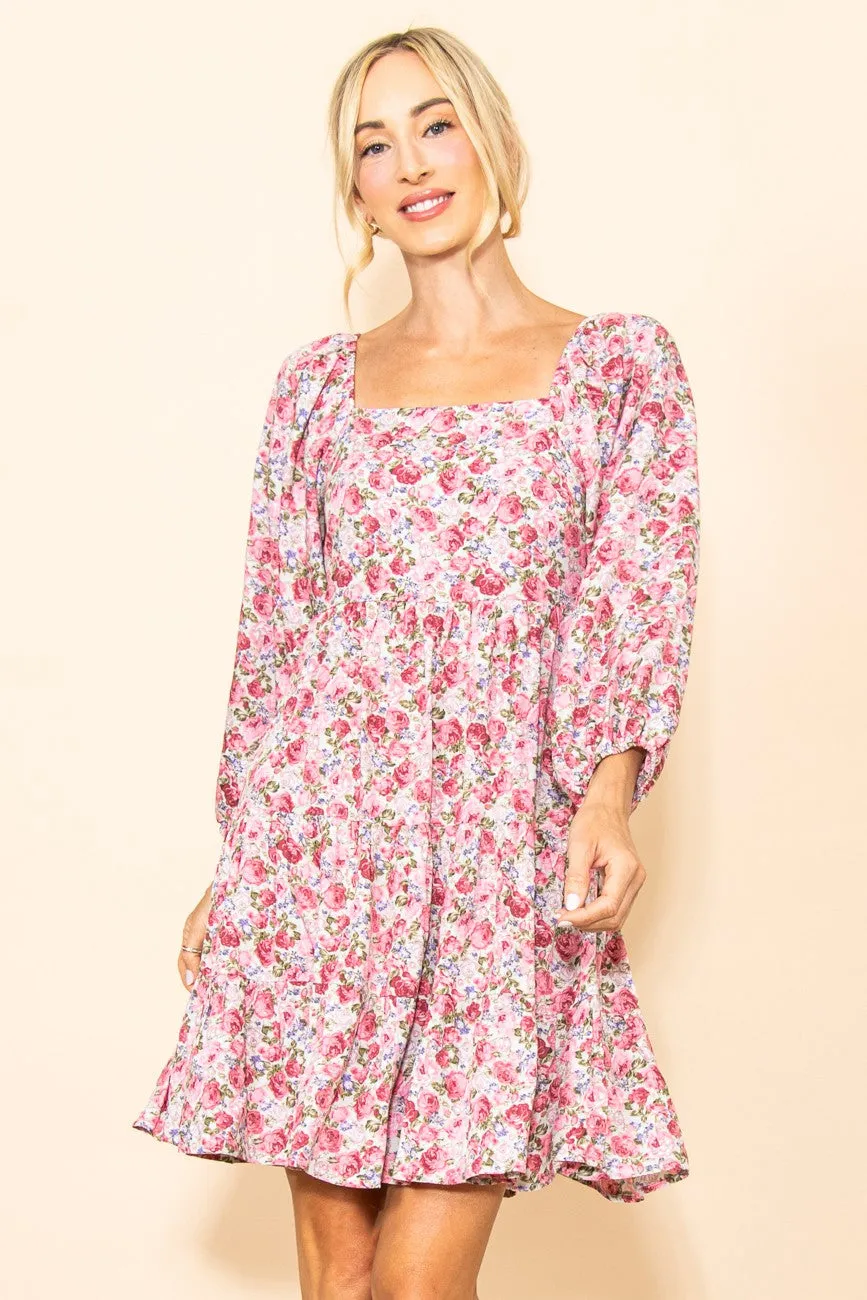 Pink Rose Print Long Sleeve Dress sold by Pinkblush
