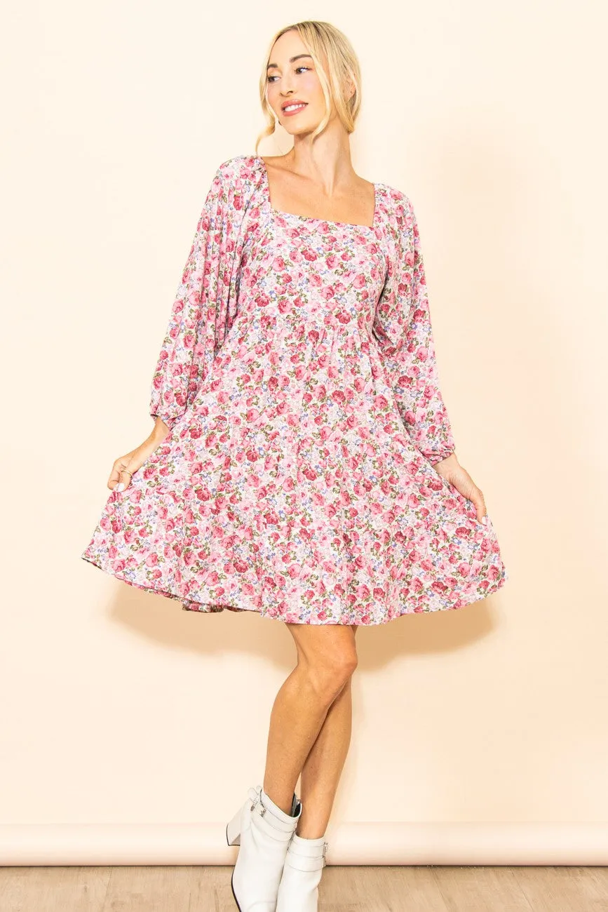 Pink Rose Print Long Sleeve Dress sold by Pinkblush product image thumbnail 5