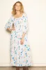 Peach Floral Smocked Front Tie Maxi Dress sold by Pinkblush