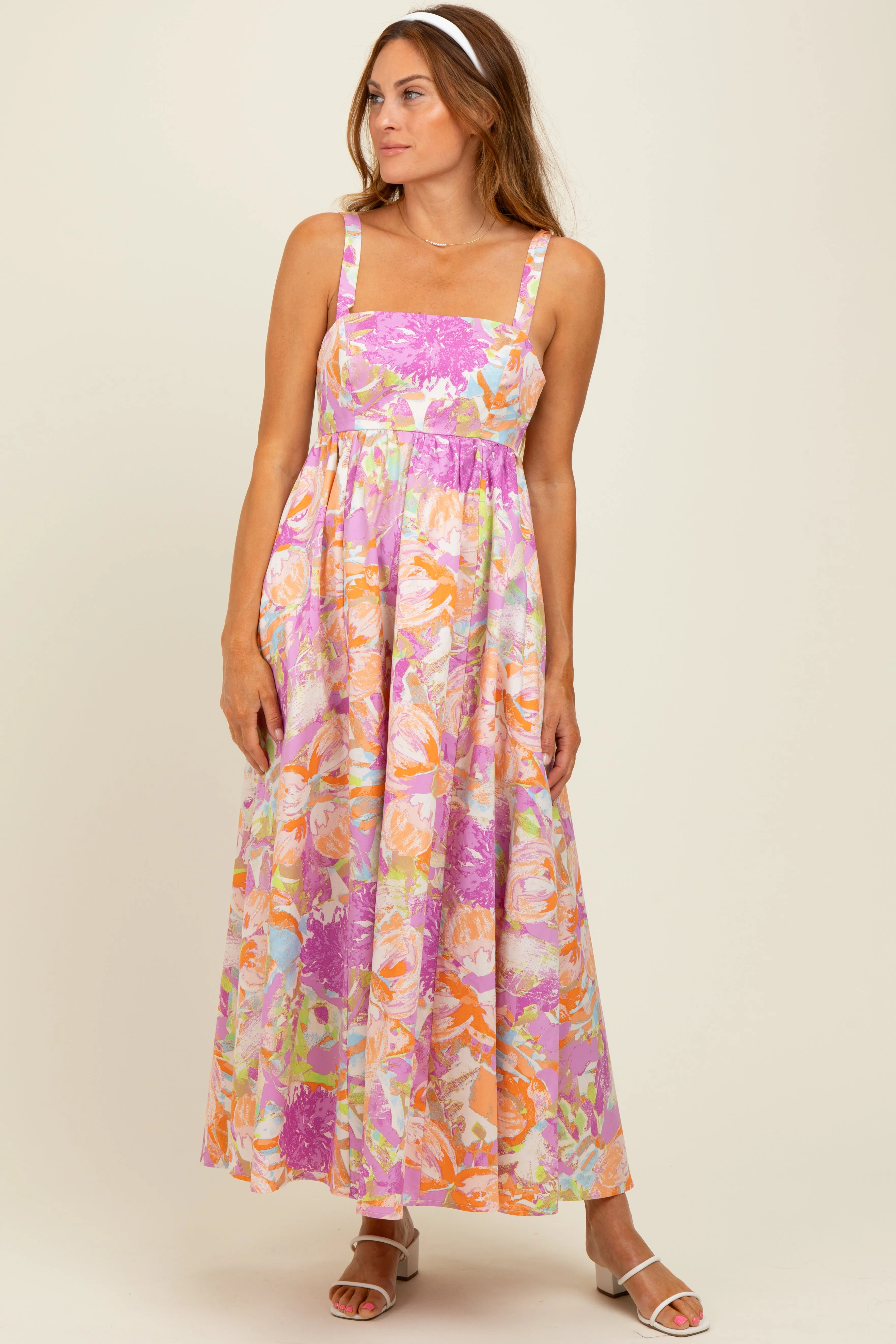 Pink Floral Cutout Tie Back Maxi Dress sold by Pinkblush product image thumbnail 2