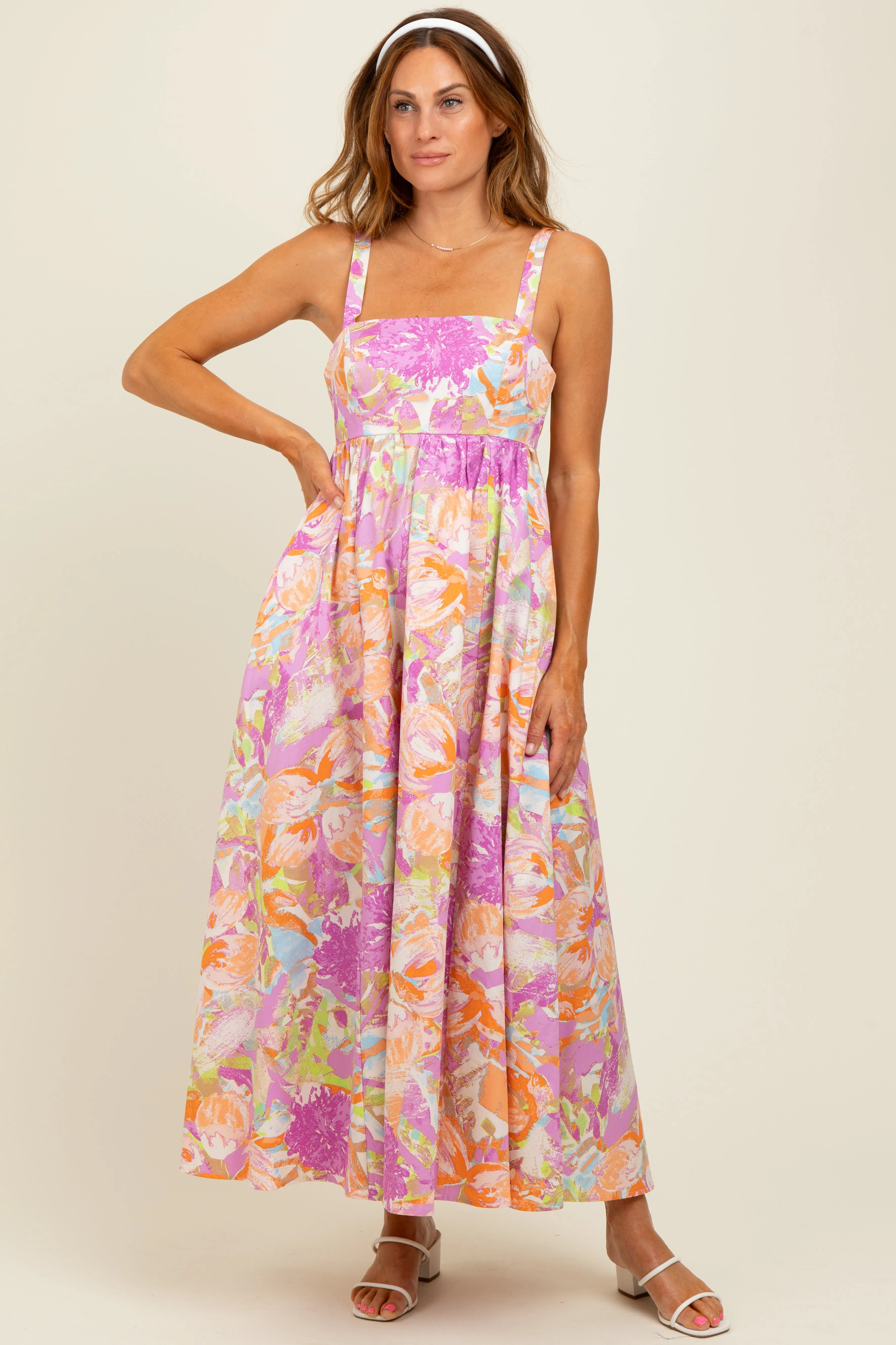 Pink Floral Cutout Tie Back Maxi Dress sold by Pinkblush