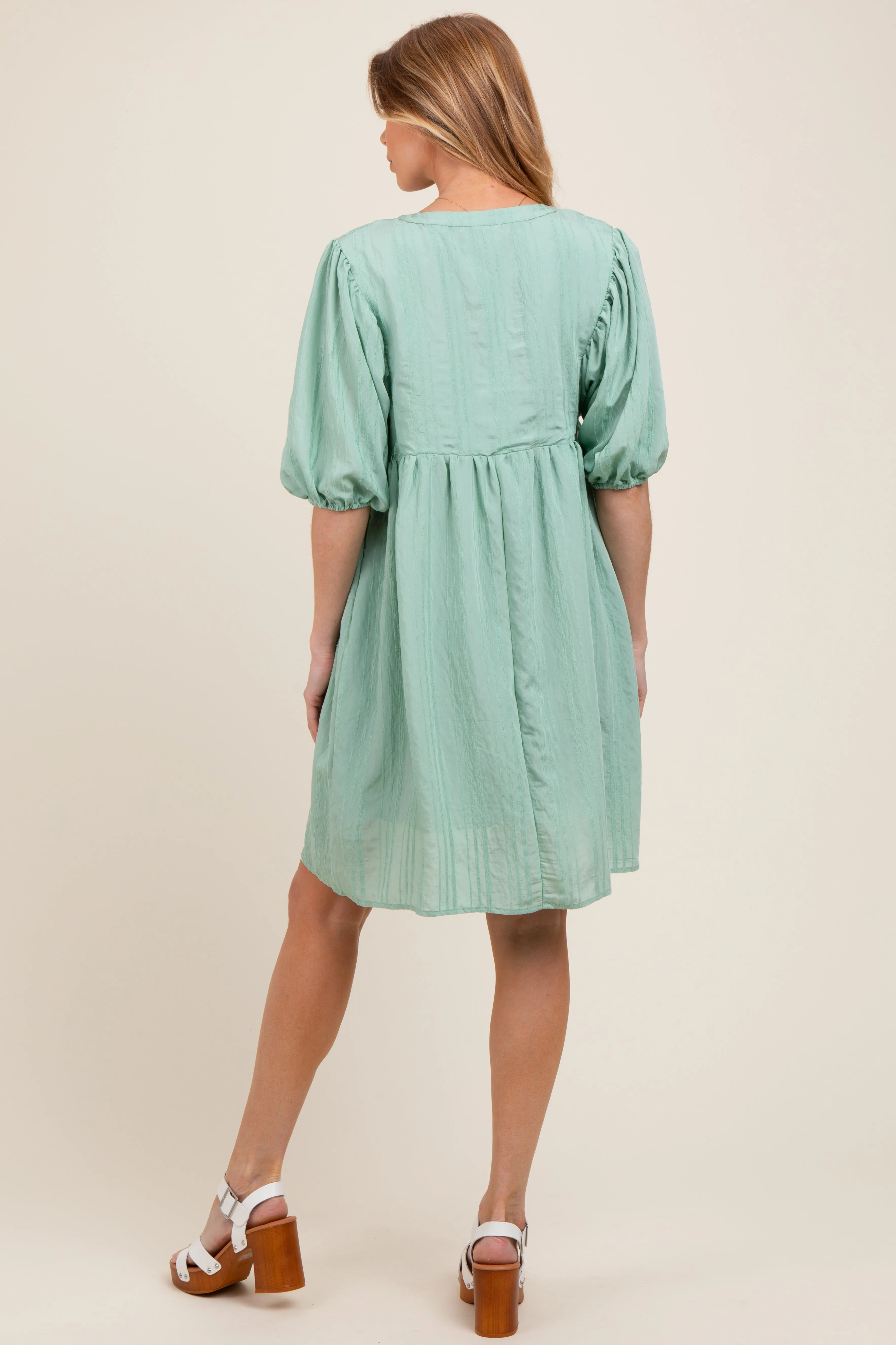 Light Olive Sheer Stripe Textured Maternity Mini Dress sold by Pinkblush product image thumbnail 2