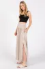 Beige Foldover Waist Side Slit Maxi Skirt sold by Pinkblush