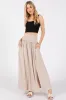 Beige Foldover Waist Side Slit Maxi Skirt sold by Pinkblush