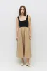 Beige Black Contrast Knit Poplin Sleeveless Midi Dress sold by Pinkblush