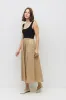 Beige Black Contrast Knit Poplin Sleeveless Midi Dress sold by Pinkblush