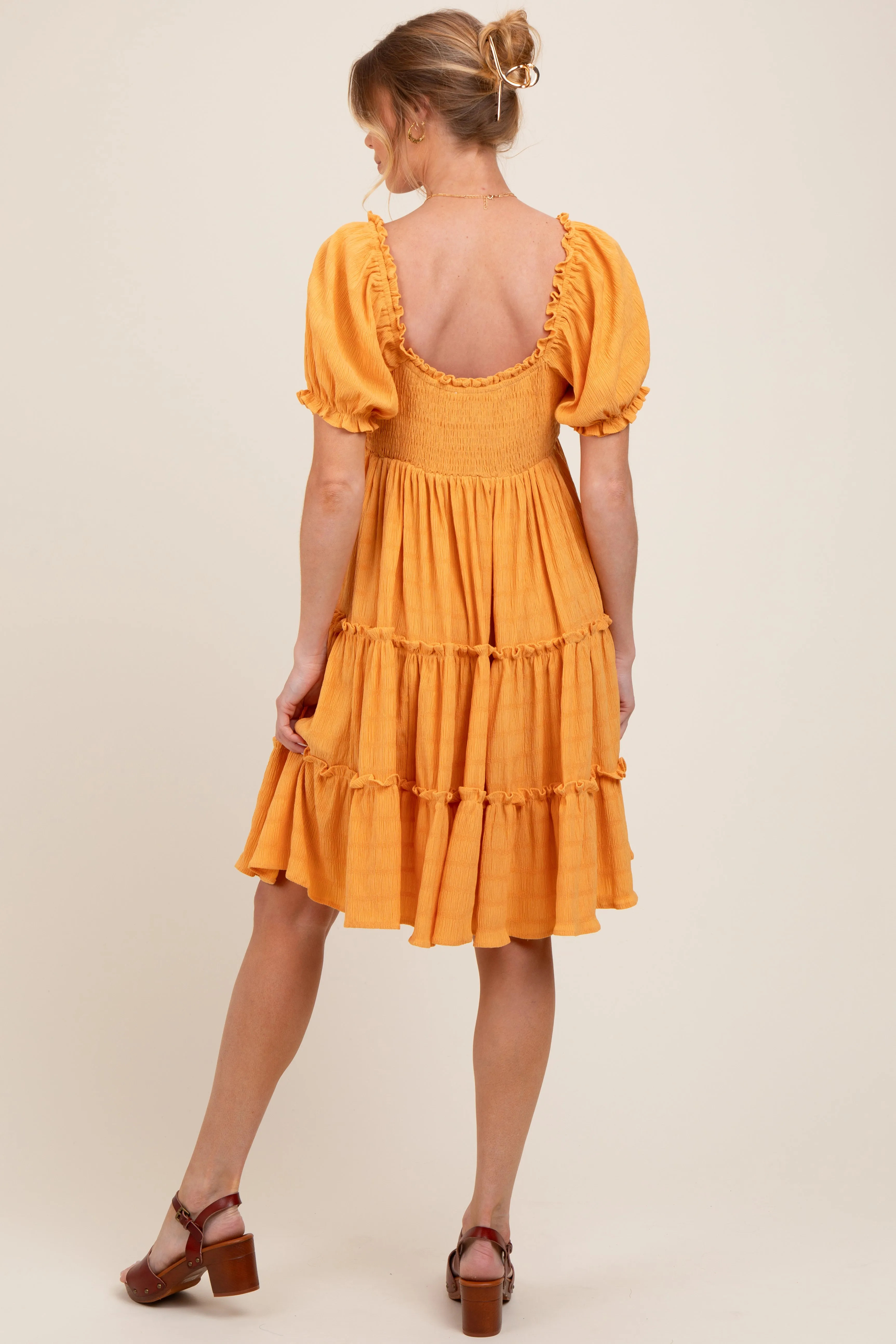 Orange Button Up Ruffle Tiered Maternity Dress sold by Pinkblush product image thumbnail 3