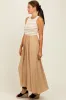 Camel Contrast Striped Knit Sleeveless Midi Dress sold by Pinkblush