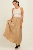 Camel Contrast Striped Knit Sleeveless Midi Dress sold by Pinkblush
