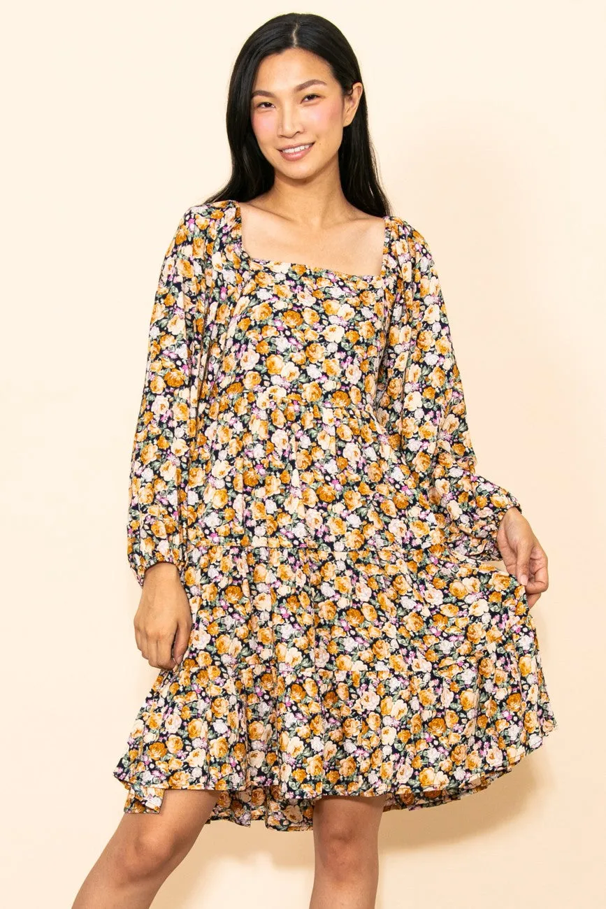 Yellow Rose Print Long Sleeve Dress sold by Pinkblush product image thumbnail 2