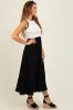 Black Contrast Knit Top Sleeveless Midi Dress sold by Pinkblush