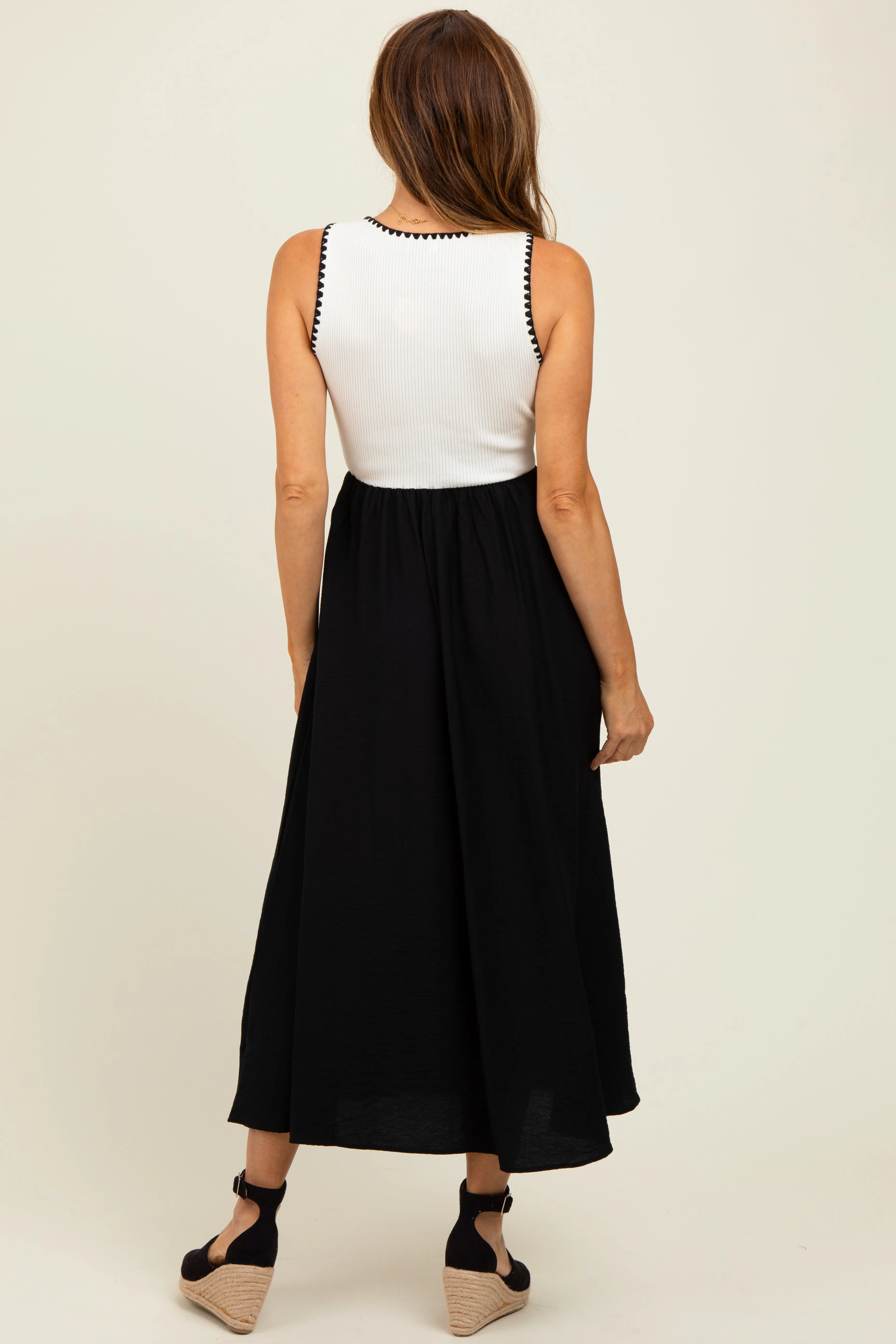 Black Contrast Knit Top Sleeveless Midi Dress sold by Pinkblush product image thumbnail 3