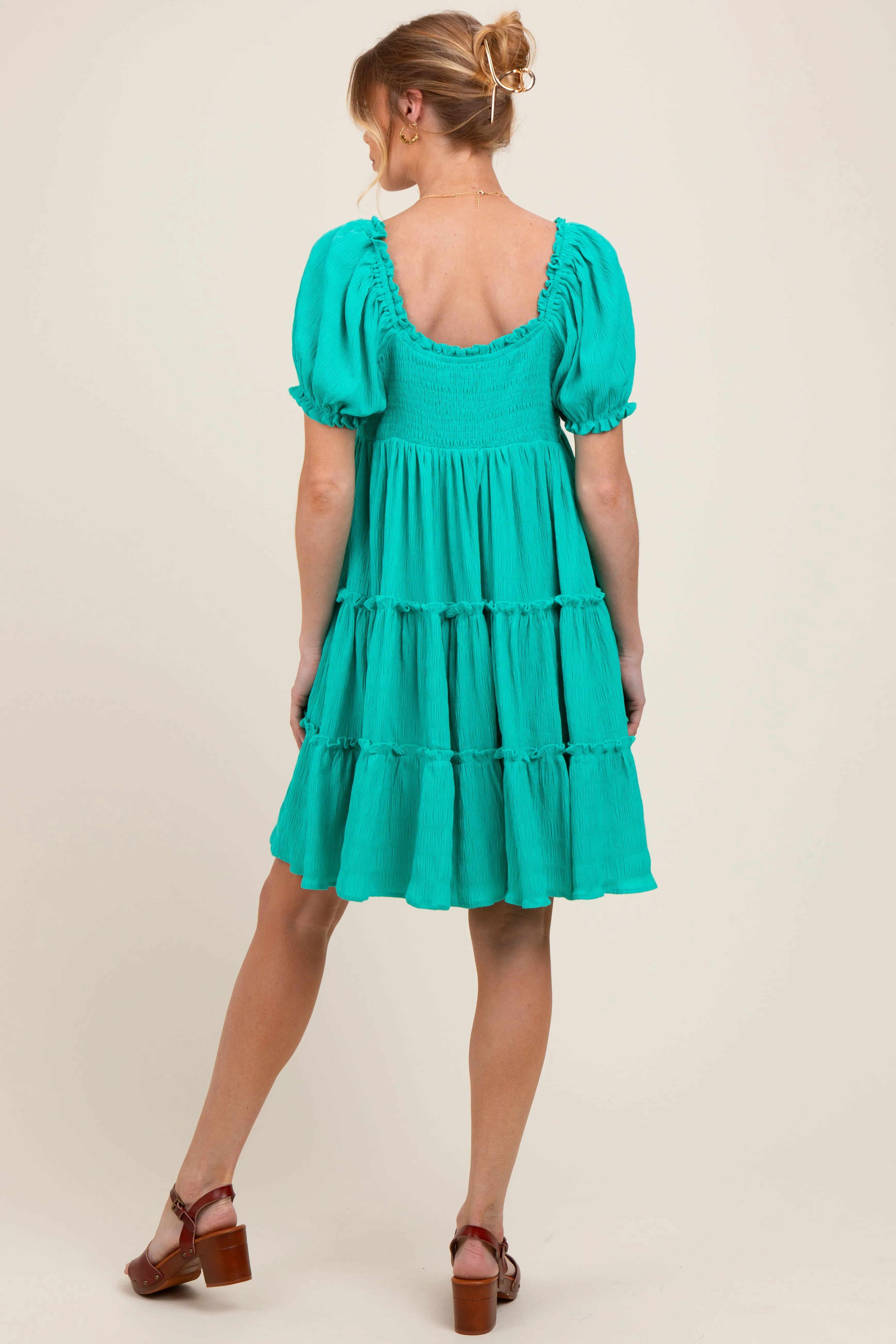 Jade Button Up Ruffle Tiered Maternity Dress sold by Pinkblush product image thumbnail 2
