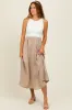 Beige Contrast Knit Top Sleeveless Midi Dress sold by Pinkblush