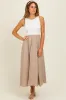 Beige Contrast Knit Top Sleeveless Midi Dress sold by Pinkblush