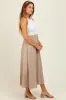 Beige Contrast Knit Top Sleeveless Midi Dress sold by Pinkblush