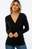 Black Brushed Knit Wrap Front Top sold by Pinkblush