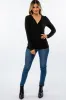 Black Brushed Knit Wrap Front Top sold by Pinkblush