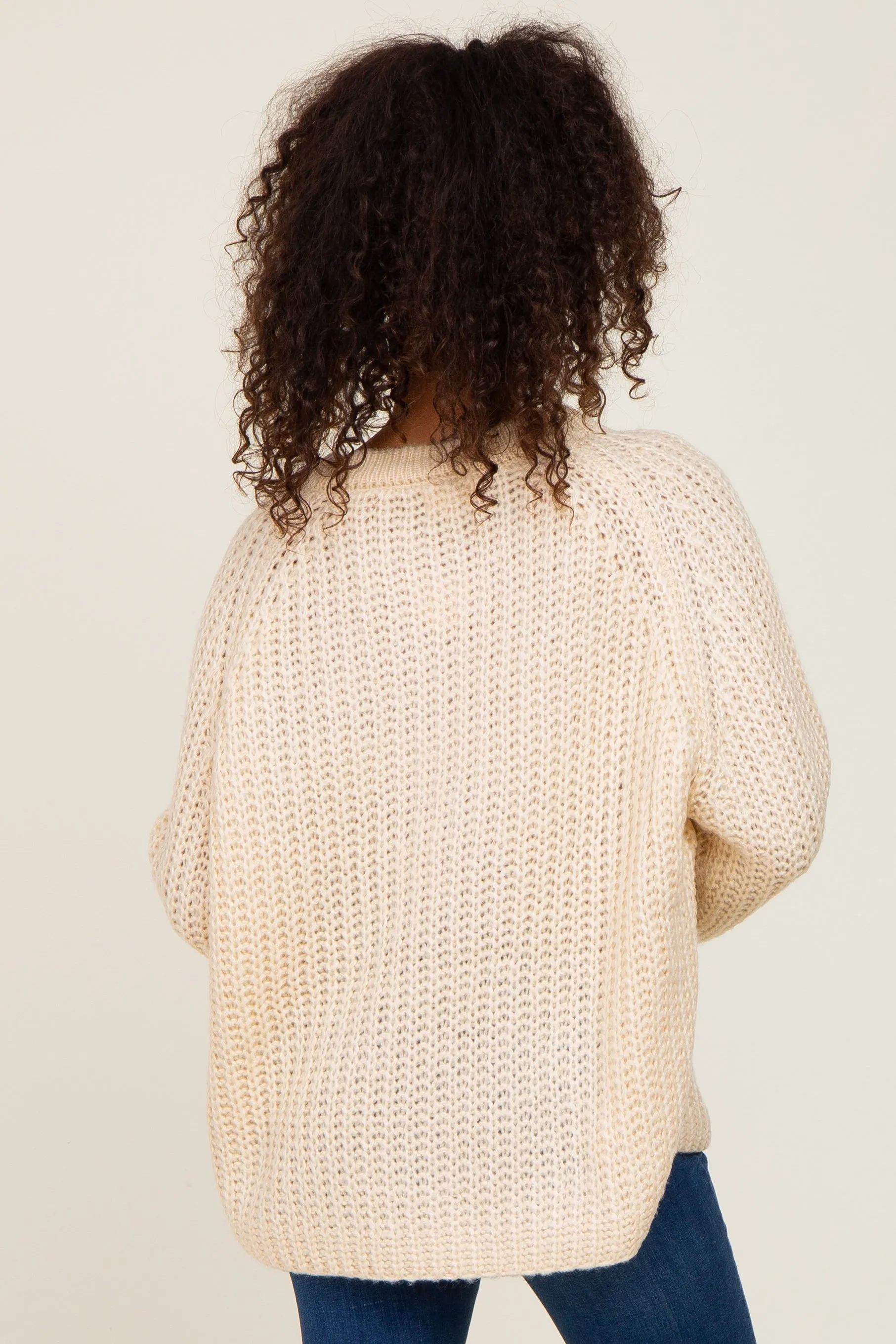 Beige Open Knit Button Front Sweater sold by Pinkblush product image thumbnail 3