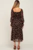 Black Floral Chiffon Smocked Waist Maternity Midi Dress sold by Pinkblush