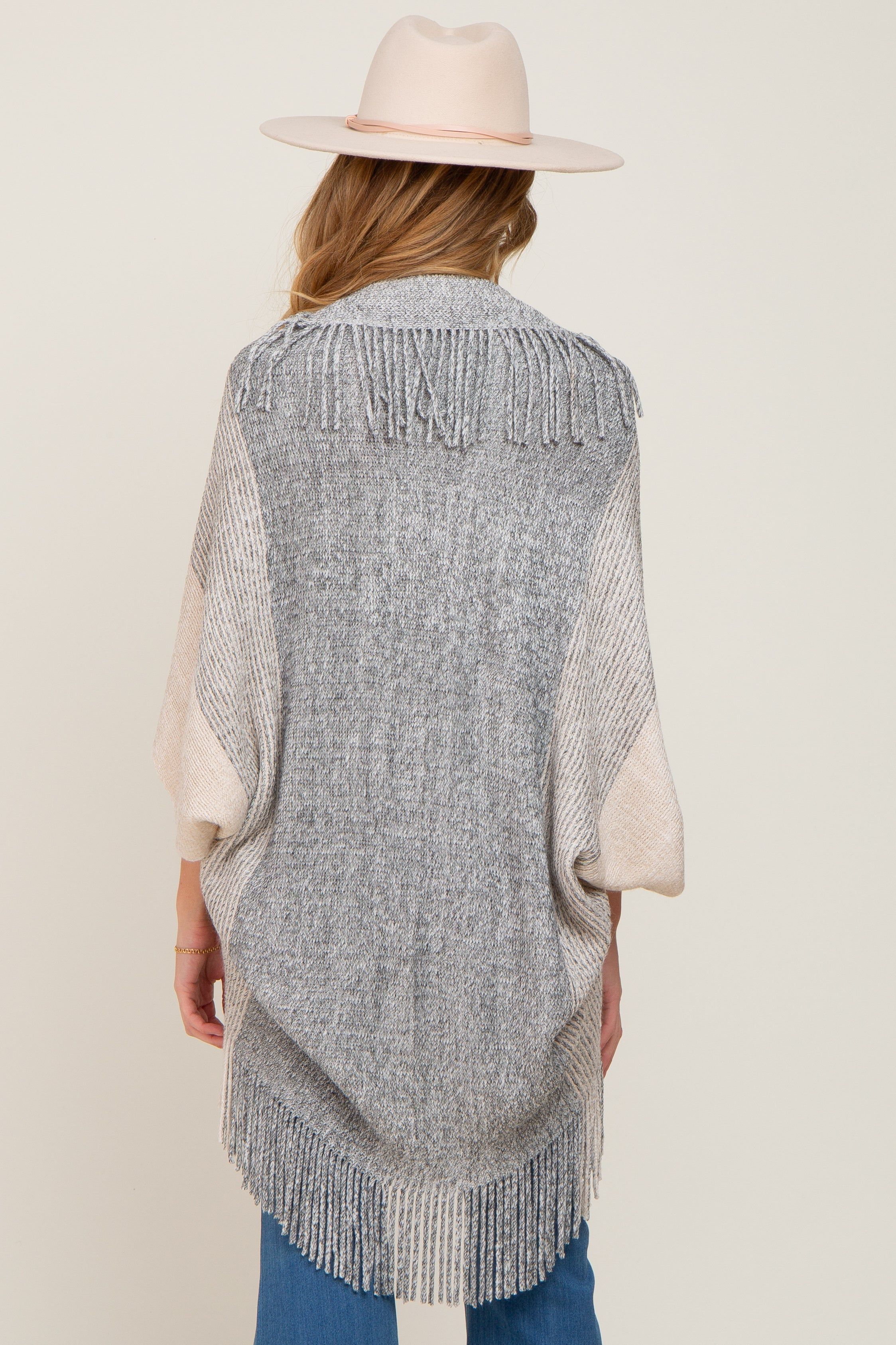 Beige Grey Fringe Knit Maternity Cover-Up sold by Pinkblush product image thumbnail 4