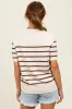 Brown Striped Knit Short Sleeve Top sold by Pinkblush