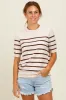 Brown Striped Knit Short Sleeve Top sold by Pinkblush