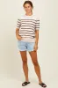 Brown Striped Knit Short Sleeve Top sold by Pinkblush
