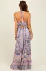Mauve Paisley Halter V-Neck Cutout Maxi Dress sold by Pinkblush