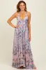 Mauve Paisley Halter V-Neck Cutout Maxi Dress sold by Pinkblush