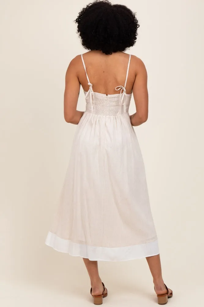Beige Color Block Back Tie Midi Dress sold by Pinkblush product image thumbnail 3