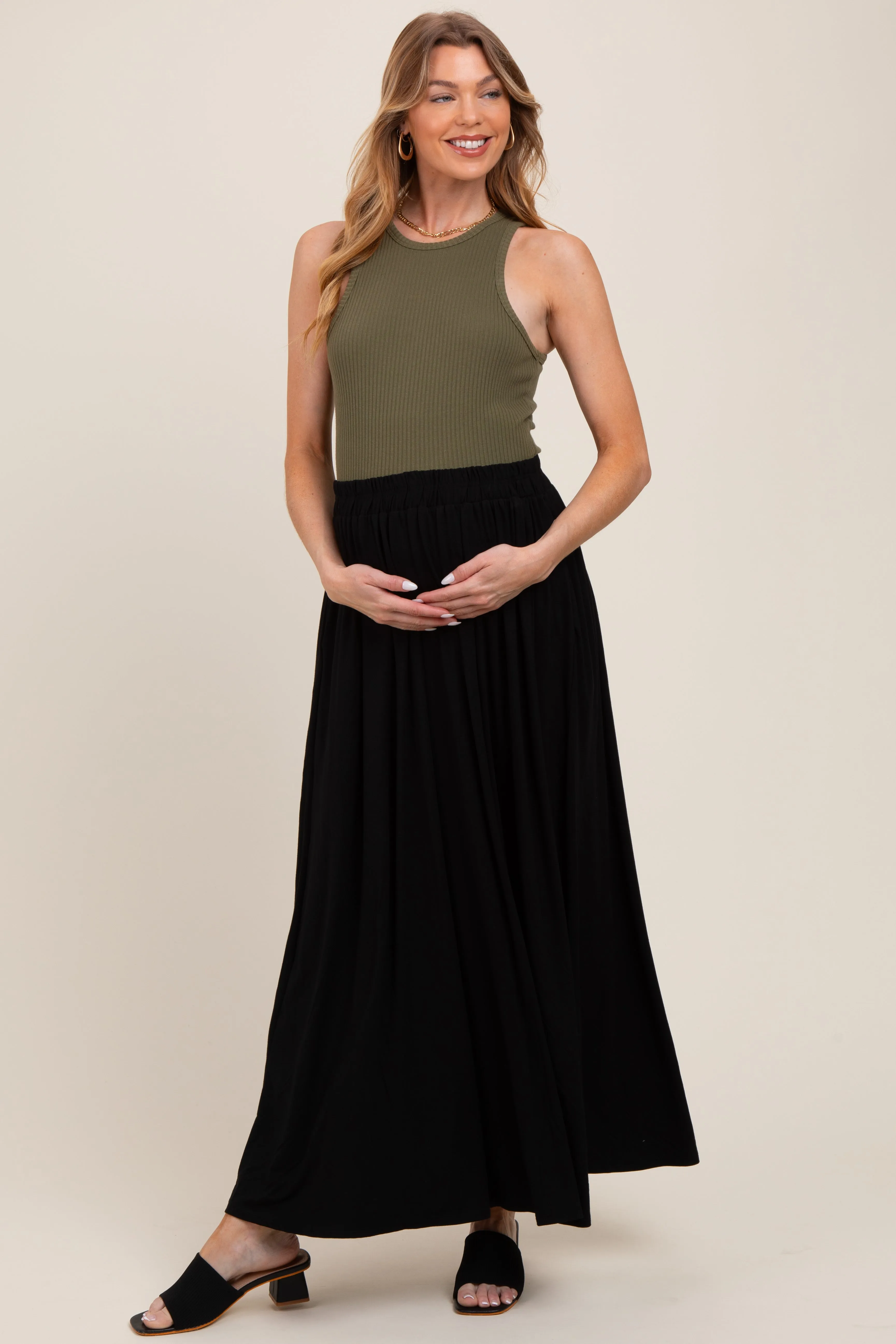 Black Maternity Maxi Skirt sold by Pinkblush