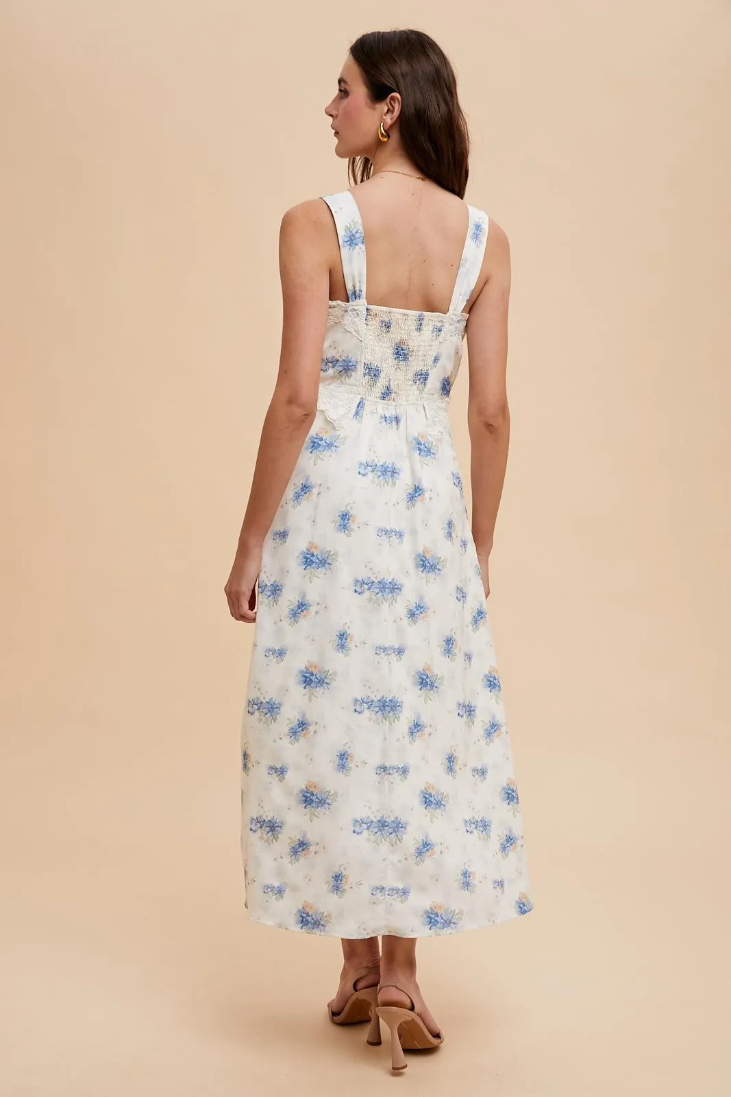 Blue Floral Lace Overlay Maxi Dress sold by Pinkblush product image thumbnail 4