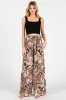 Mocha Floral Drawstring Wide Leg Pants sold by Pinkblush
