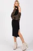 Black Knit Turtleneck Sleeveless Side Slit Midi Dress sold by Pinkblush