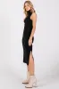 Black Knit Turtleneck Sleeveless Side Slit Midi Dress sold by Pinkblush
